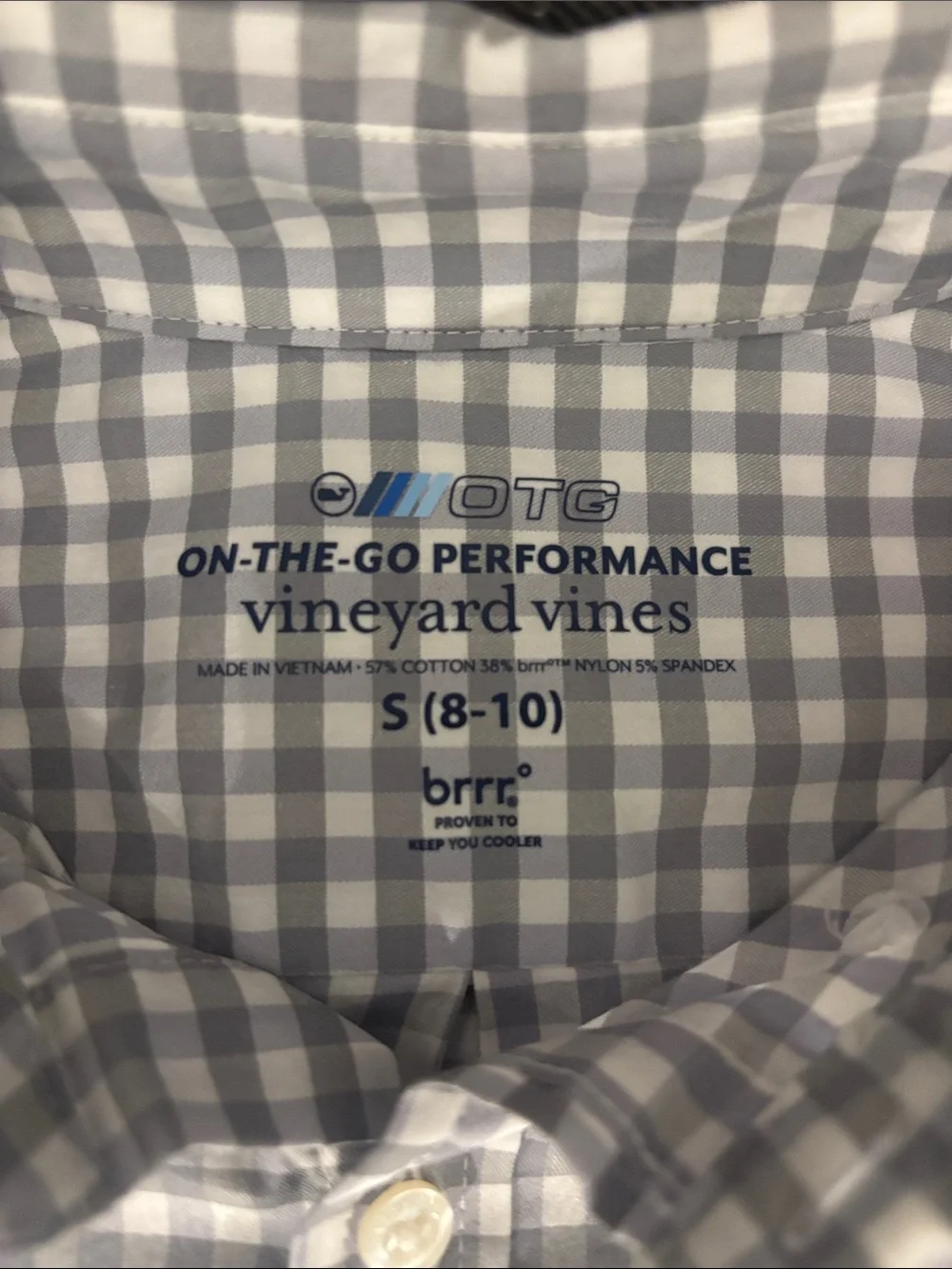 Vineyard Vines Gray and White Gingham Button-Down Shirt